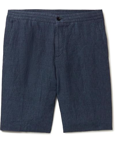 Zegna Straight-leg Linen Shorts - Blue