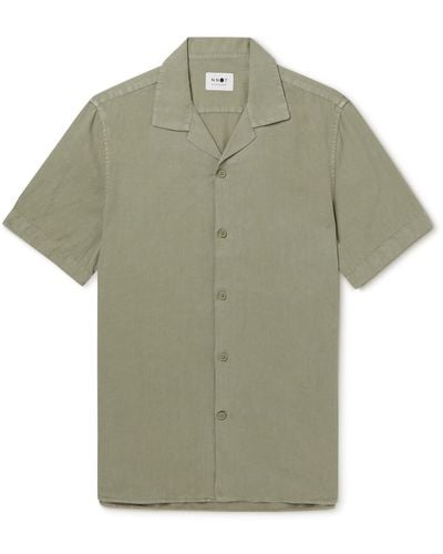 NN07 Miyagi Camp-collar Tm Lyocell And Linen-blend Shirt - Green