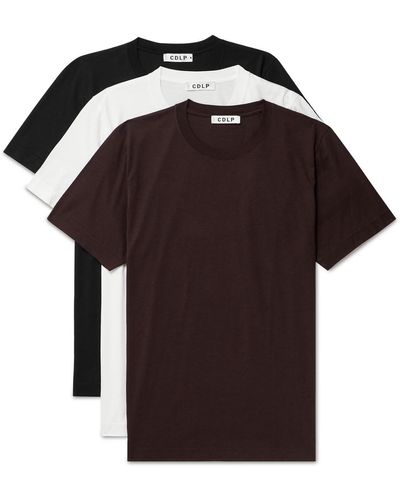 CDLP Three-pack Lyocell And Pima Cotton-blend Jersey T-shirts - Black
