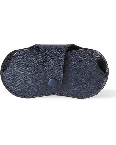 Valextra Pebble-grain Leather Sunglasses Case - Blue