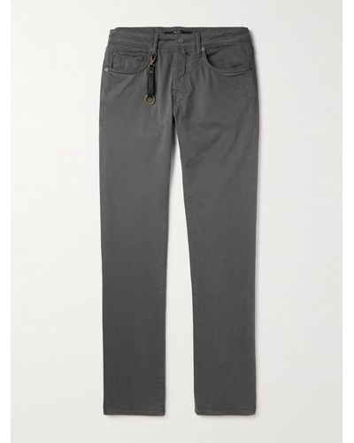 Incotex Slim-fit Straight-leg Stretch Modal And Cotton-blend Trousers - Grey
