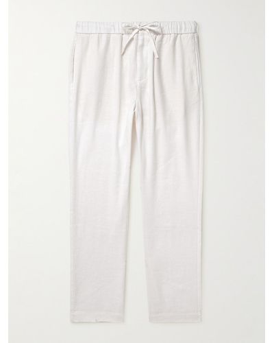 Frescobol Carioca Oscar Straight-leg Linen And Cotton-blend Drawstring Trousers - White
