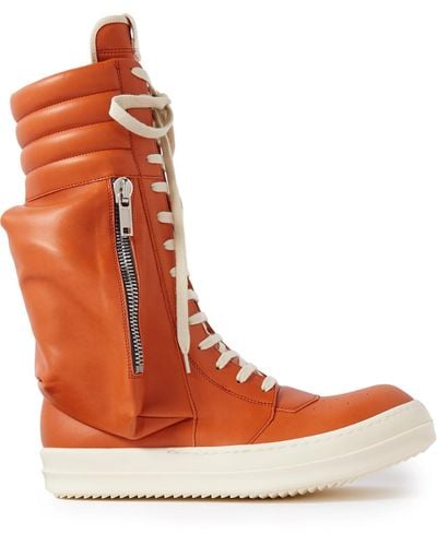 Rick Owens Leather Knee-high Sneakers - Orange