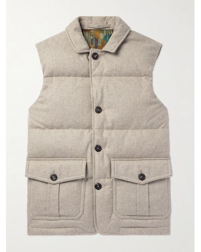 Incotex Montedoro Quilted Wool Down Gilet - Natural