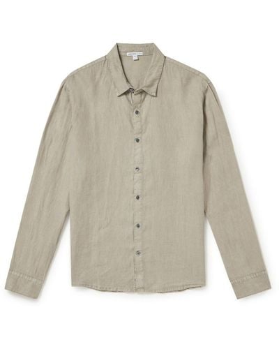 James Perse Garment-dyed Linen-canvas Shirt - White