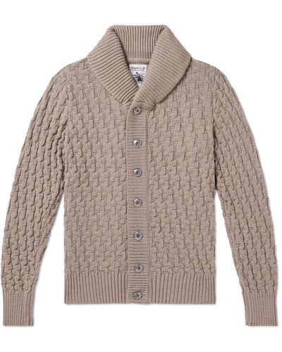 S.N.S. Herning Stark Shawl-collar Cable-knit Virgin Wool Cardigan - Gray