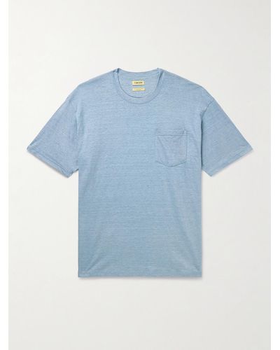 De Bonne Facture T-Shirt aus Leinen-Jersey - Blau