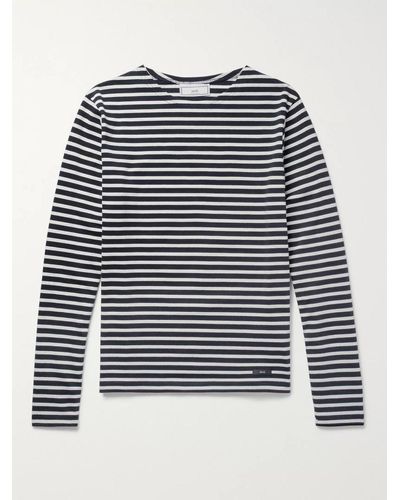 Ami Paris Slim-fit Striped Cotton T-shirt - Blue