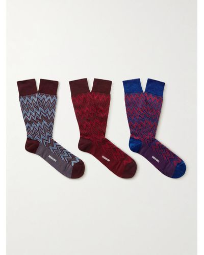 Missoni Set aus drei Paar Socken aus einer Baumwollmischung mit Streifen - Blau