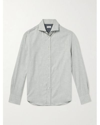 Brunello Cucinelli Cotton And Cashmere-blend Twill Shirt - Grey