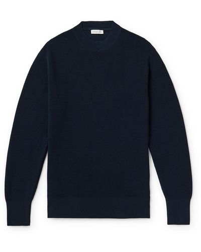Richard James Waffle-knit Organic Cotton Sweater - Blue