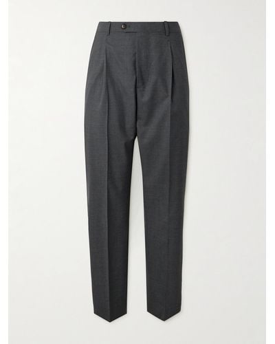 Umit Benan Straight-leg Pleated Wool Pants - Grey