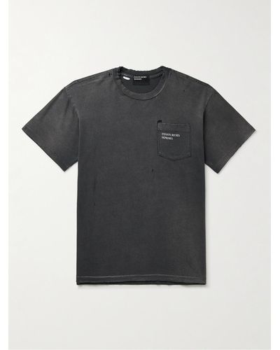 Enfants Riches Deprimes Thrashed Distressed Logo-print Cotton-jersey T-shirt - Black