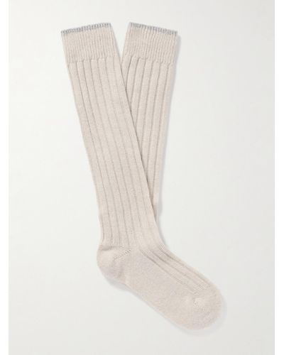 Brunello Cucinelli Socken aus Kaschmir in Rippstrick - Weiß
