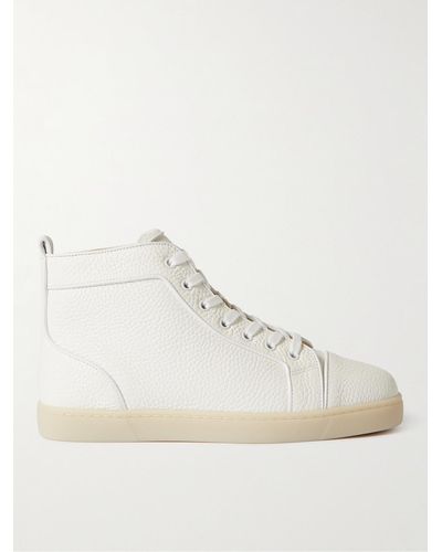 Christian Louboutin Louis Orlato Full-grain Leather High-top Trainers - Natural