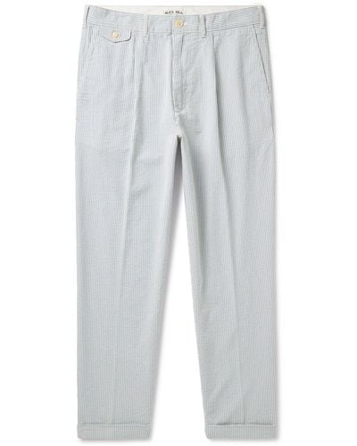 Alex Mill Standard Straight-leg Pleated Striped Cotton-seersucker Pants - White
