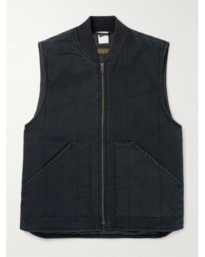 Nike Logo-embroidered Padded Cotton-canvas Gilet - Black