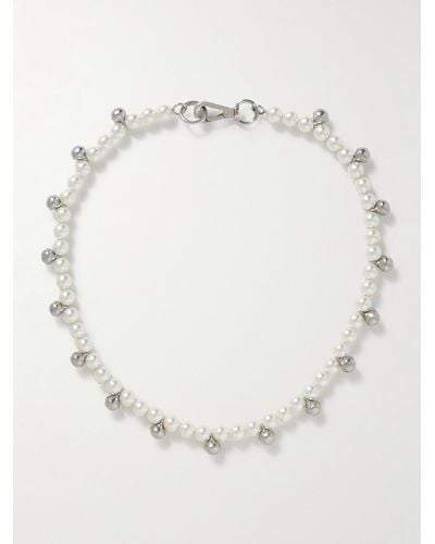 Simone Rocha Bell Silver-tone And Faux Pearl Necklace - White