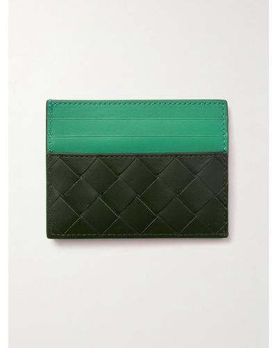 Bottega Veneta Colour-block Intrecciato Leather Cardholder - Green