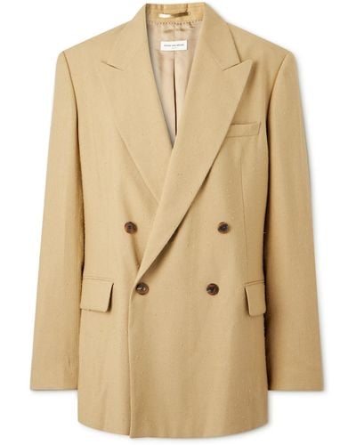 Dries Van Noten Bishop Double-breasted Belted Distressed Cady Blazer - Natural