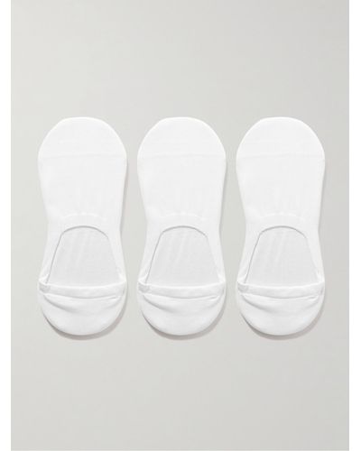 MR P. Three-pack No-show Cotton-blend Socks - White