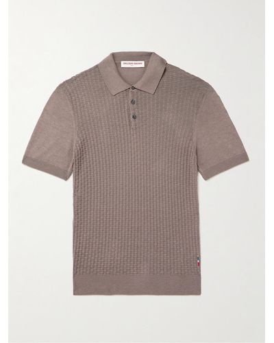 Orlebar Brown Burnham Woven Silk And Cotton-blend Polo Shirt - Grey