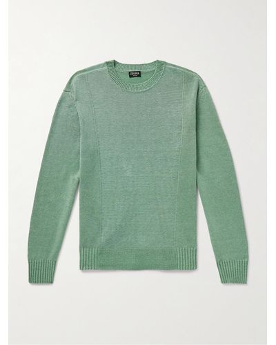 ZEGNA Pullover aus einer Leinen-Seidenmischung - Grün