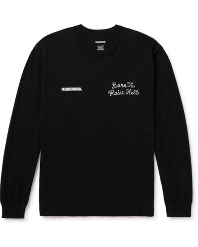 Neighborhood Printed Cotton-jersey T-shirt - Black