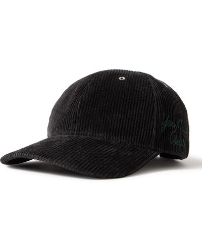 YMC Logo-embroidered Cotton And Linen-blend Corduroy Baseball Cap - Black