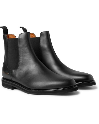 Common Projects Saffiano Leather Chelsea Boots - Black