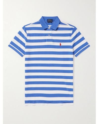 Polo Ralph Lauren Striped Cotton-piqué Polo Shirt - Blue