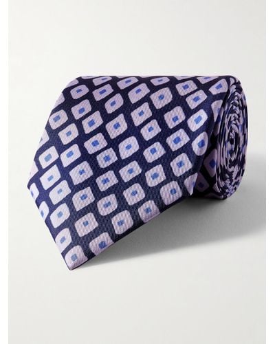Charvet Cravatta in twill di seta stampata - Blu