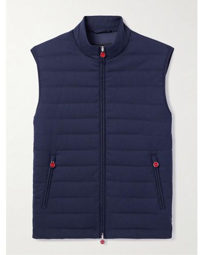Kiton Quilted Virgin Wool-blend Gilet - Blue