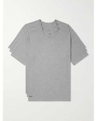 WTAPS Three-pack Logo-print Cotton-jersey T-shirt - Grey