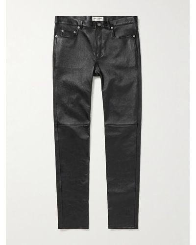 Saint Laurent Skinny-Fit Leather Trousers - Grigio