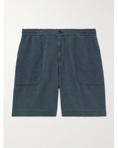 Altea Straight-leg Lyocell And Linen-blend Twill Bermuda Shorts - Blue