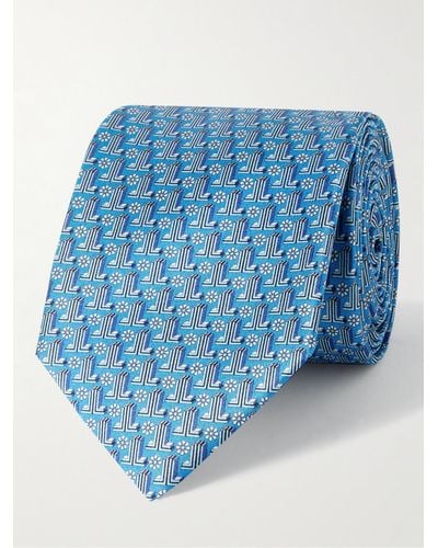 Lanvin 7cm Printed Silk Tie - Blue