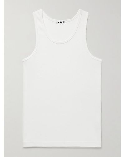 CDLP Ribbed Stretch Lyocell And Cotton-blend Tank Top - White