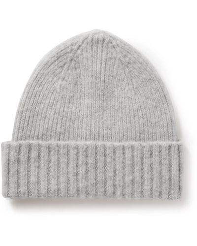 MR P. Ribbed Brushed-lambswool Beanie - Gray