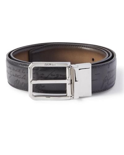 Berluti Scritto 3.5cm Reversible Venezia Leather Belt - Black