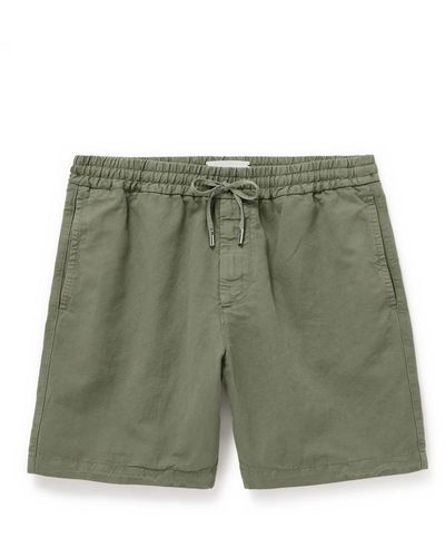 MR P. Straight-leg Cotton And Linen-blend Drawstring Shorts - Green