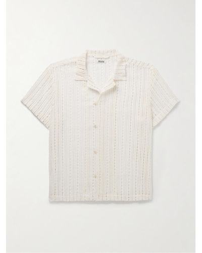Bode Meandering Convertible-collar Cotton-lace Shirt - Natural