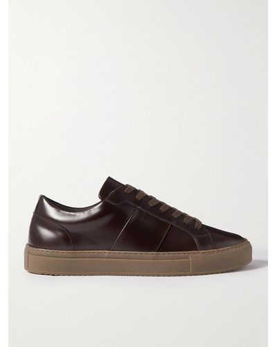 MR P. Alec Glossed-leather Sneakers - Brown