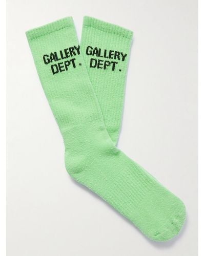 GALLERY DEPT. Clean Logo-jacquard Ribbed Recycled Cotton-blend Socks - Green