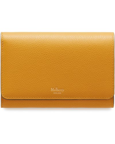 Mulberry Medium Continental French Purse In Deep Amber Small Classic Grain - Orange