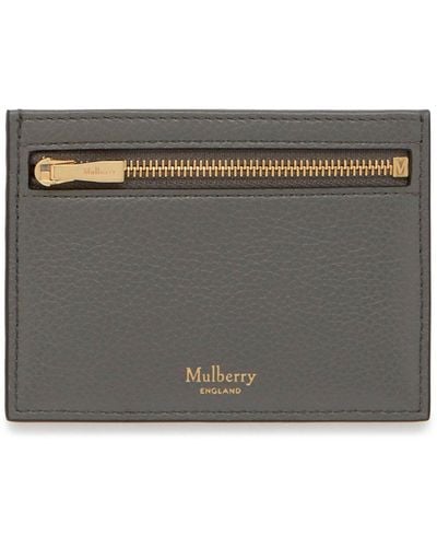 Mulberry Zipped Credit Card Slip In Charcoal Small Classic Grain - Gray