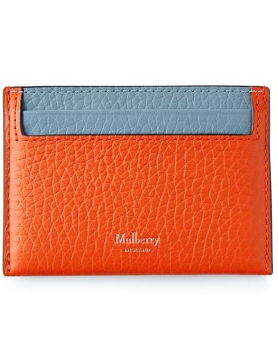 Mulberry Credit Card Slip In Cloud And Coral Orange Heavy Grain