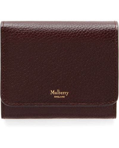Mulberry Small Continental French Purse In Oxblood Natural Grain Leather - Brown