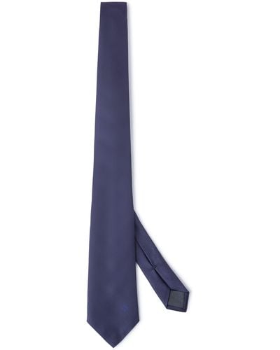 Mulberry Solid Colour & Embroidered Tree Tie - Blue