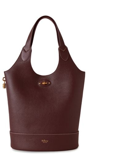 Mulberry Lily Tote In Oxblood Small Classic Grain And Silky Calf - Red